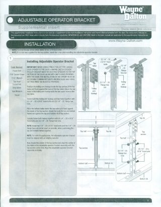 Wayne Dalton Operator Bracket Installation