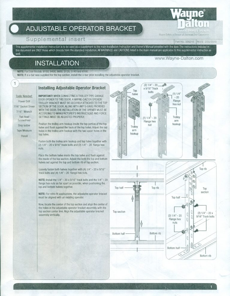 Wayne Dalton Operator Bracket Garage Door Stuff
