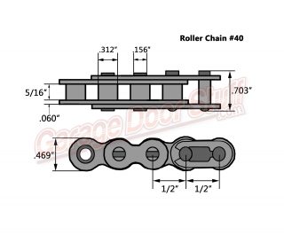 Roller Chain #40 Line Drawing