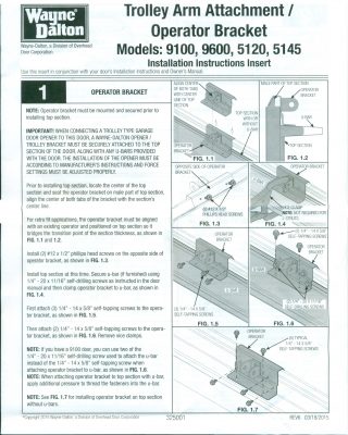 Trolley Arm Operator Bracket Instructions